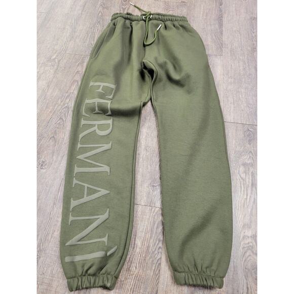 Zella Fermani Dark Green Men's Elastic Waist Sweatpants Joggers Size Small - Picture 1 of 6